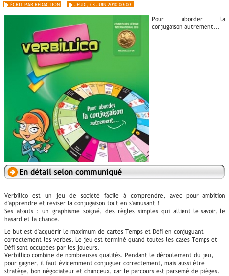 Verbillico vu dans Top-Parents.fr