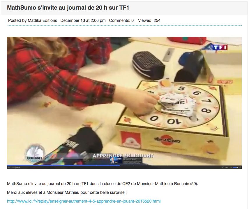 MathSumo s'invite au journal de 20 h sur TF1