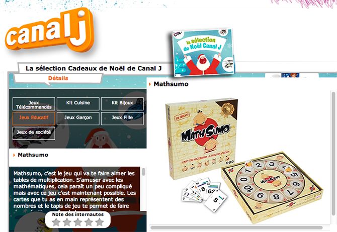 MathSumo dans la selection de Noël de CanalJ 2013
