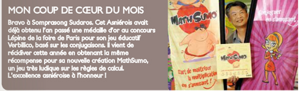La médaille de MathSumo sur Asnières info