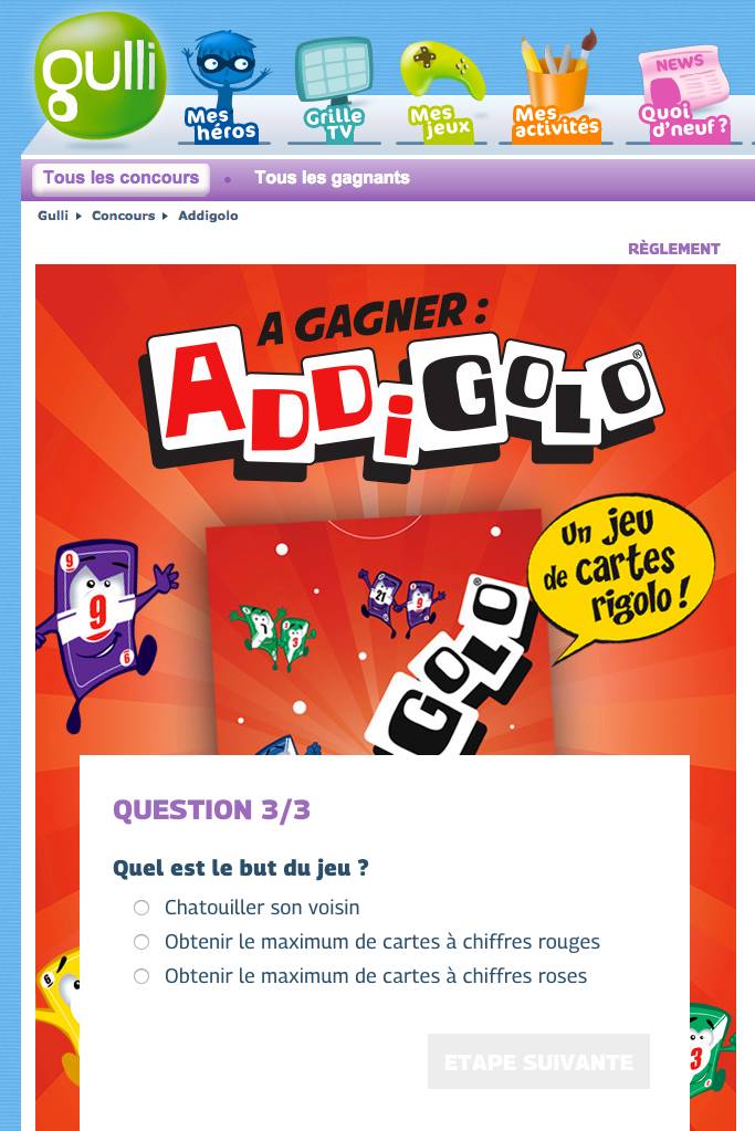 Qui veut gagner des Addigolo sur Gulli ?